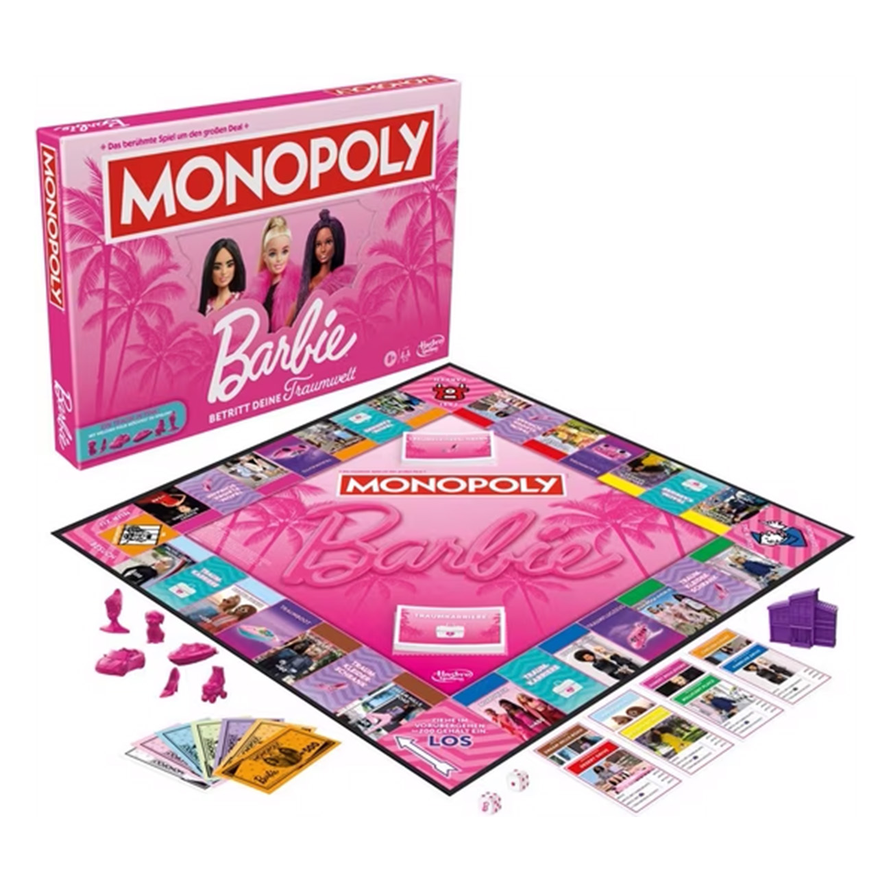 Hasbro Monopoly Barbie | Brettspiel | ab 8 J. | 2-6 Spieler | Soziale Entwicklung | Interaktives spielen | 6 Spielfiguren aus Zink | Kinderspiele