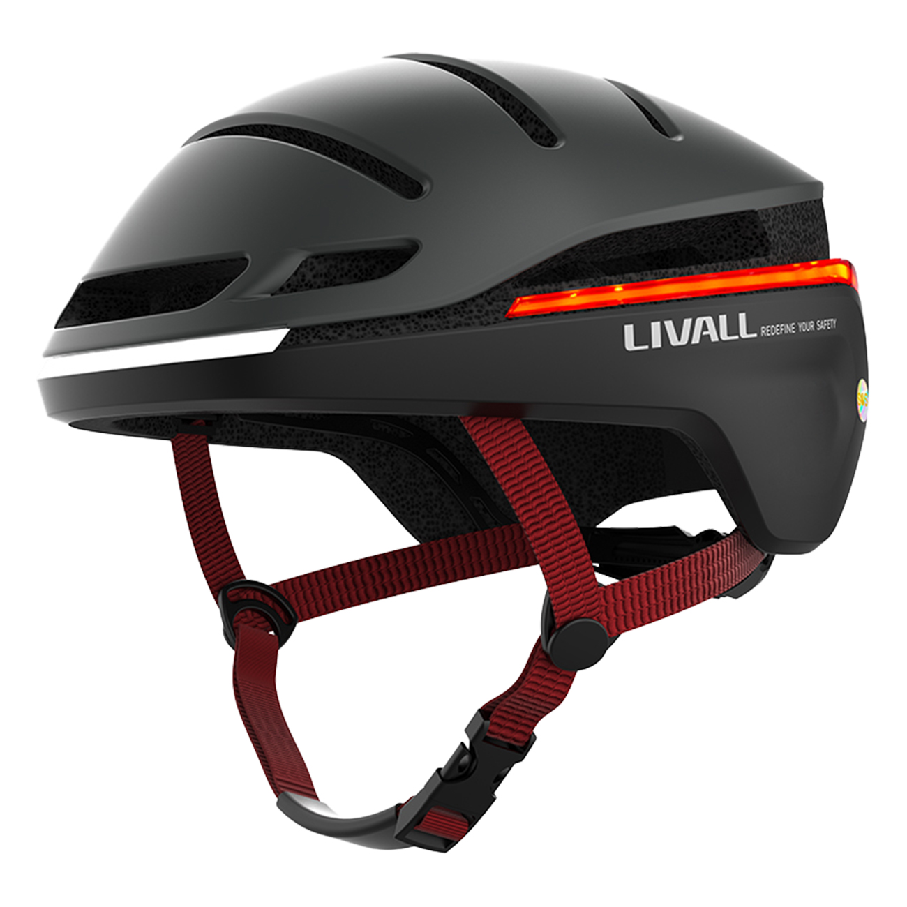 LIVALL EVO21 schwarz | Schutzhelm | Bremswarnlicht | Blinkern| Rück- und Frontlicht | GPS-Position | SOS-Technologie