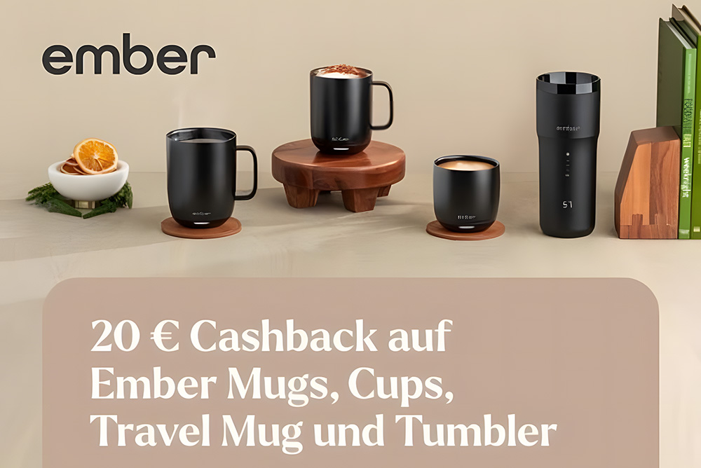 20€ Cashback auf Ember Mugs, Cups, Travel Mus und Tumbler